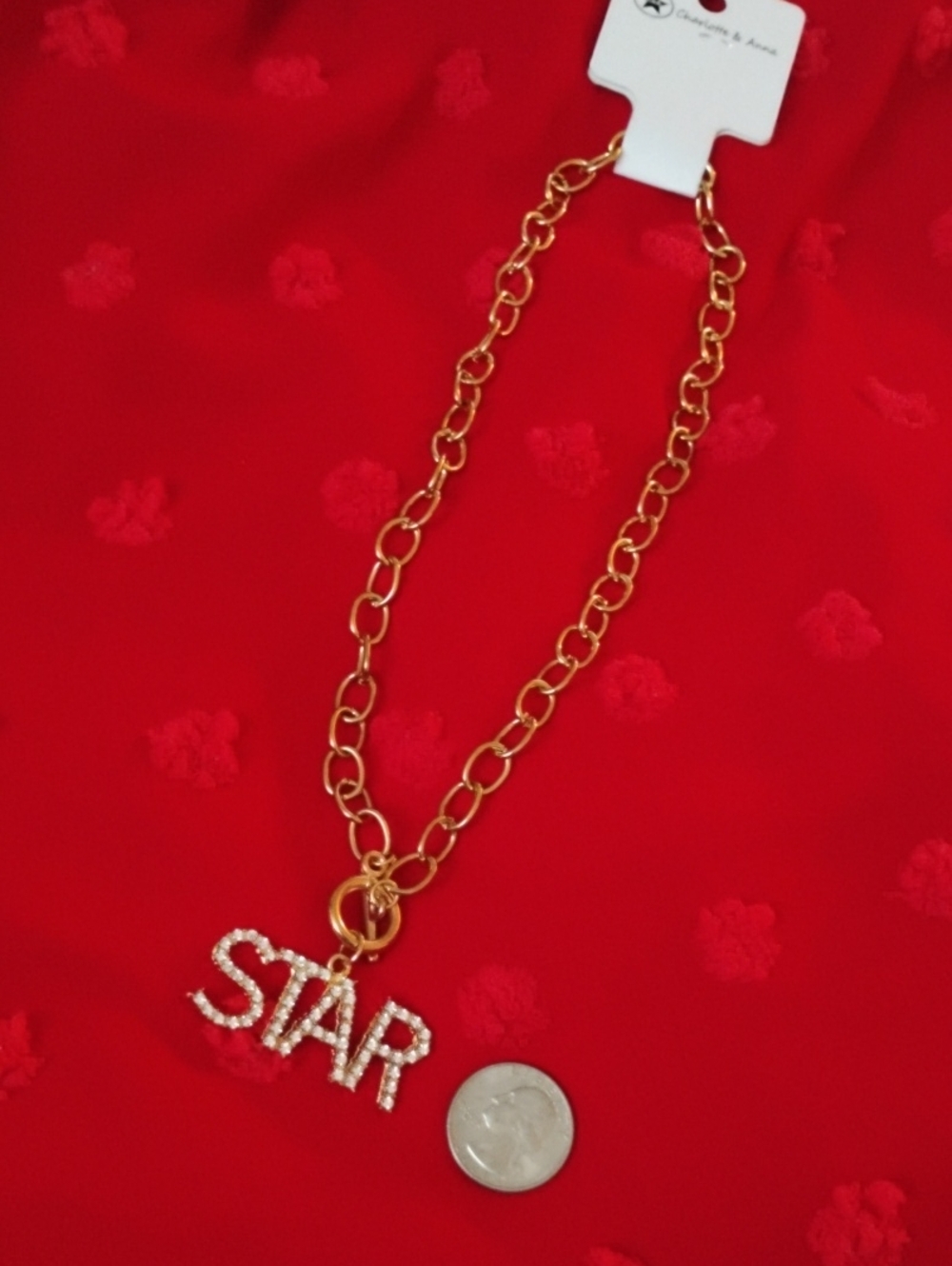Gold 'STAR' Crystal Pendant Chain Necklace - Women Jewelry🆕✨
